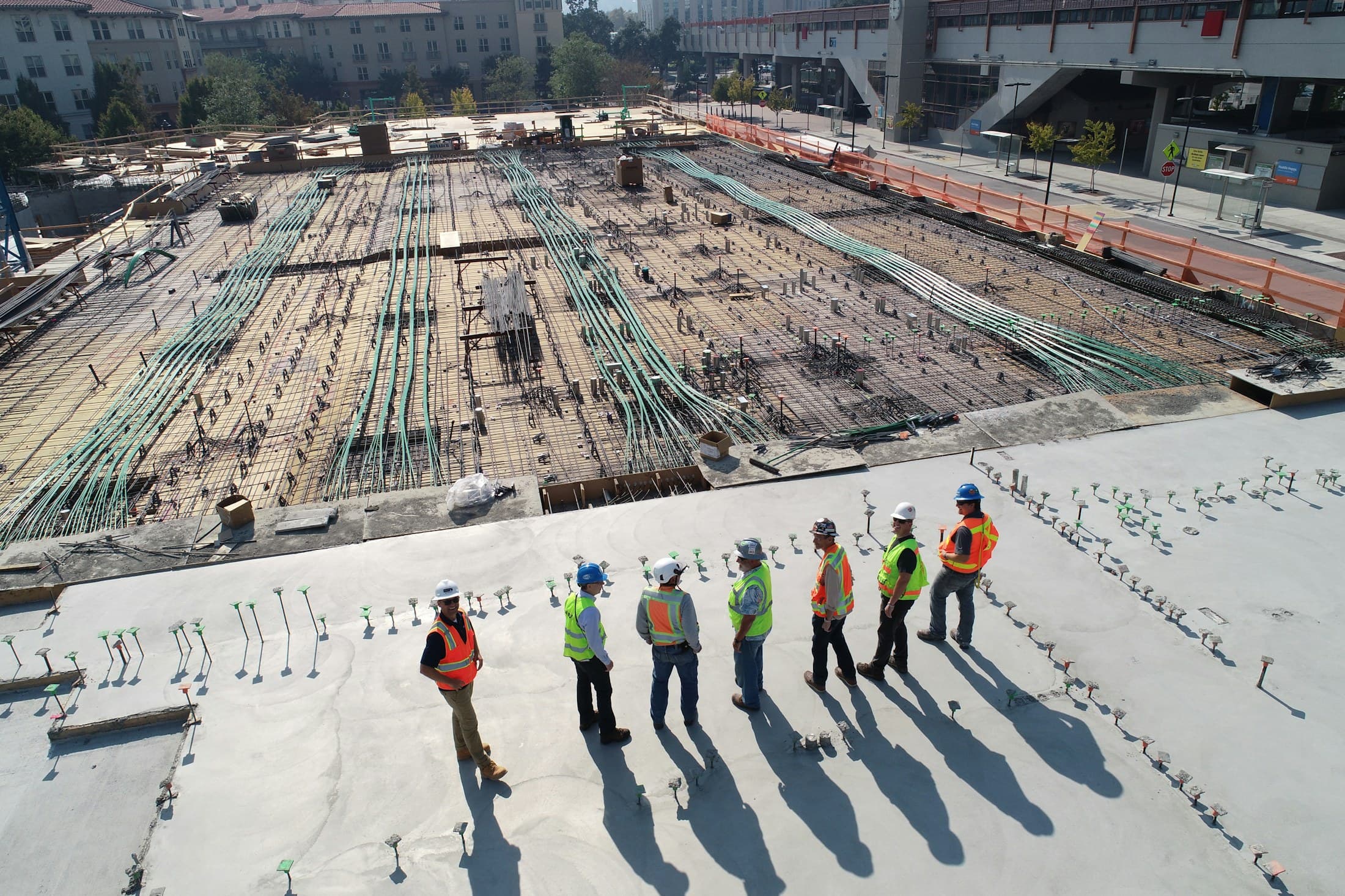Construction team on residential project site