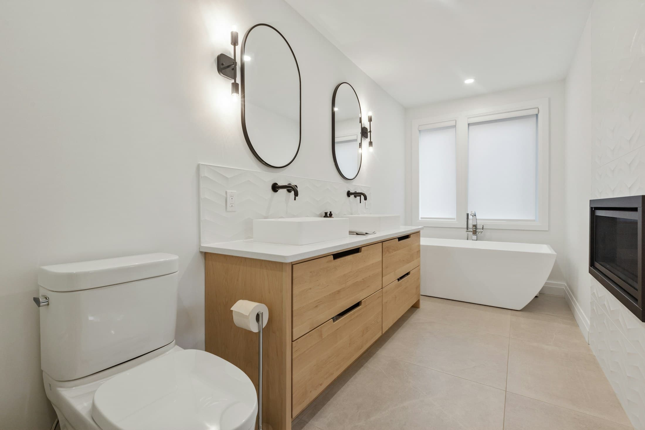 Staged living room in completed refurbishment