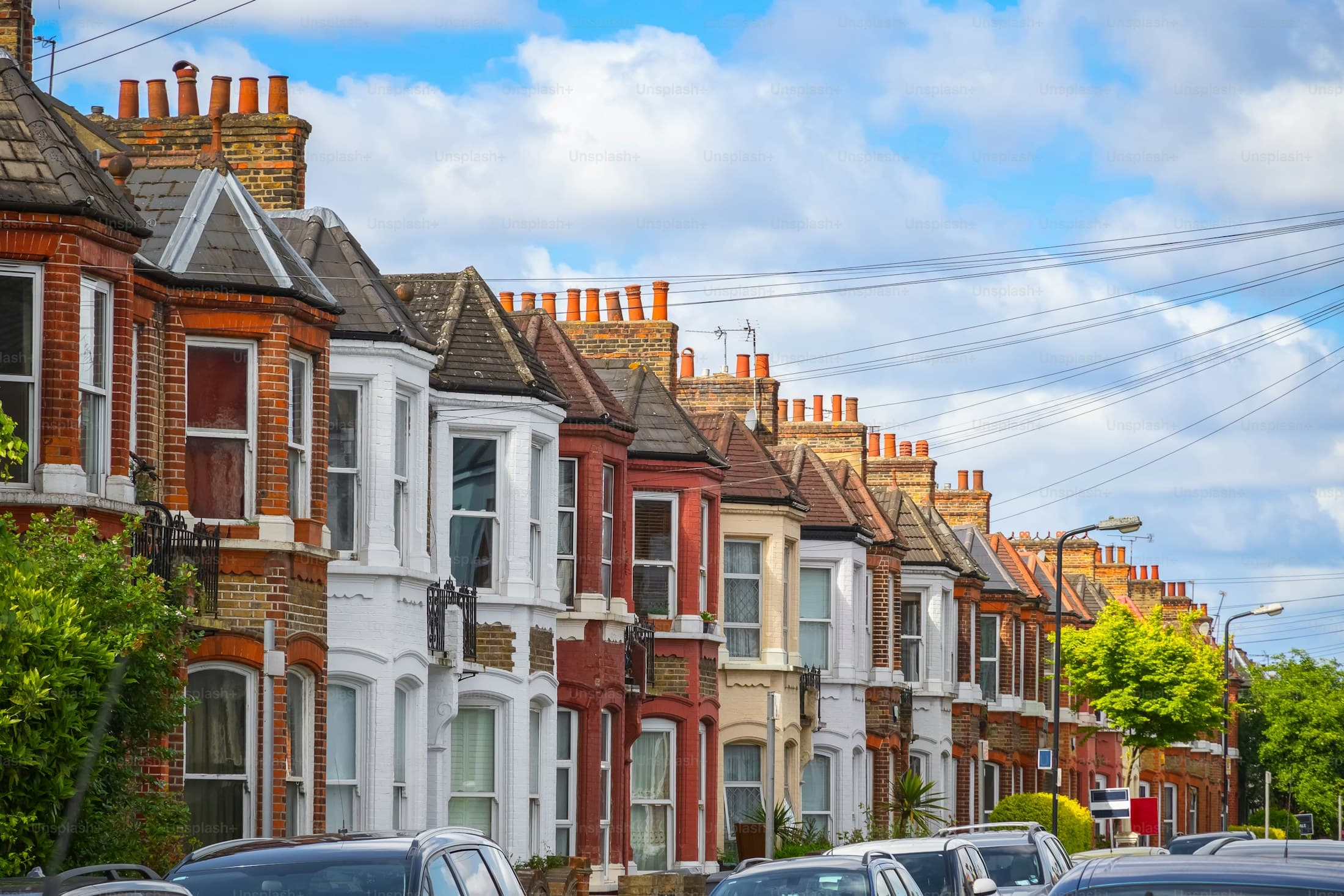 British terraced houses on a London residential street